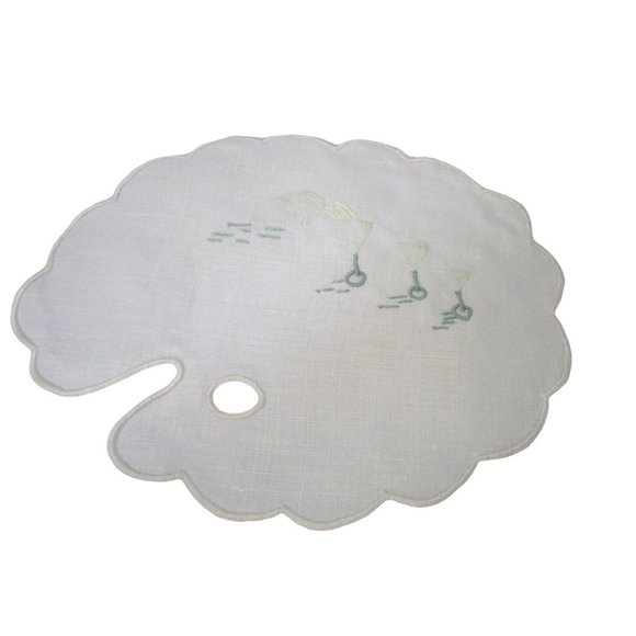 Vintage Martini Shaker Artist Palette Cocktail Napkin Applique Embroidery GUC - Picture 2 of 16